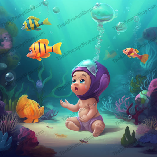 AI Midjourney Prompt for C195 - Storybook Illustrations - Vibrant Underwater Adventure