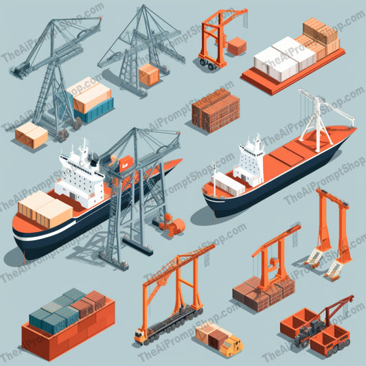 AI Midjourney Prompt for Isometrics - B83s -  Shipping Container Icons