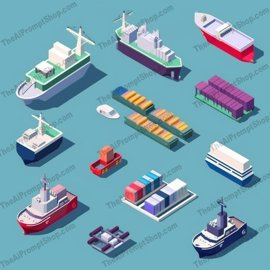 AI Midjourney Prompt for Game Assets - B125s -  Isometric Shipping Icons