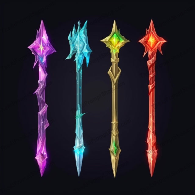 AI Midjourney Prompt for Low Poly Magical Weapons with Bioluminescence