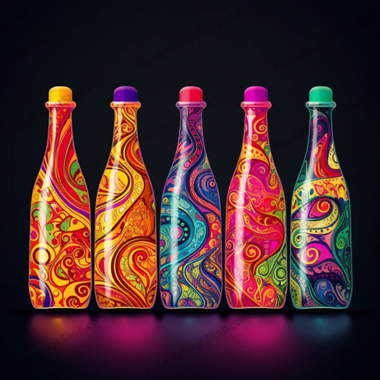 AI Midjourney Prompt for Objects - B189s -  Colorful Soda Bottles