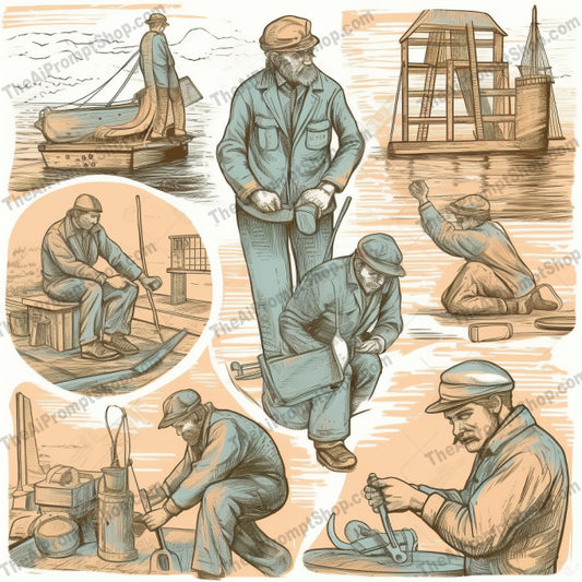 AI Midjourney Prompt for Illustrations - B50s -  Metalworking Mastery on the Work Site