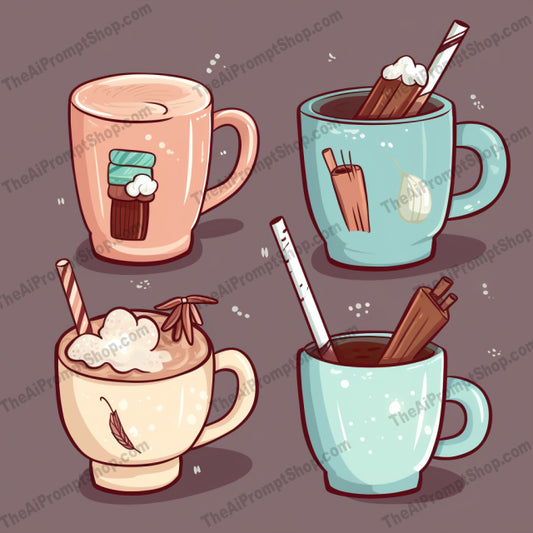 AI Midjourney Prompt for Food - B324s -  Hot Chocolate Mug Collection