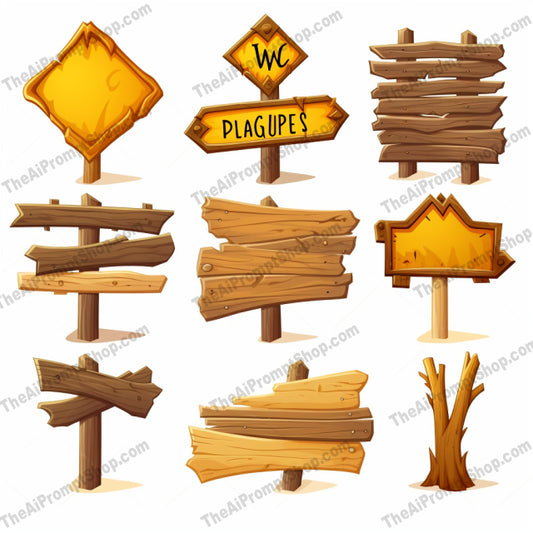 AI Midjourney Prompt for Wooden signs