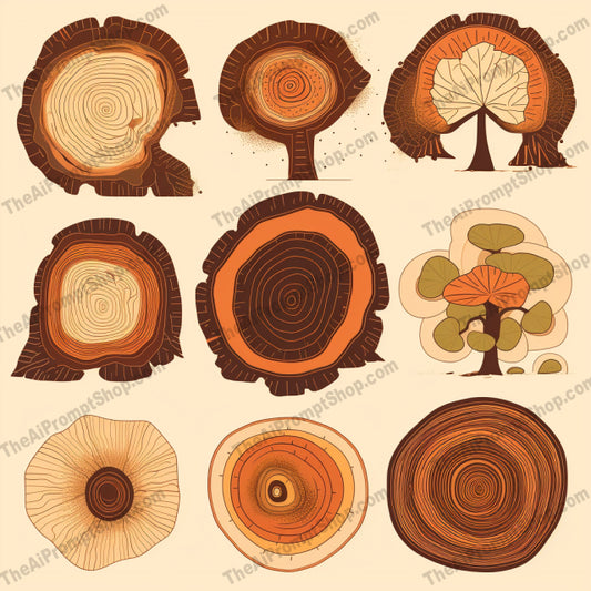 AI Midjourney Prompt for Isometrics - B285s -  Illustrative Tree Slices