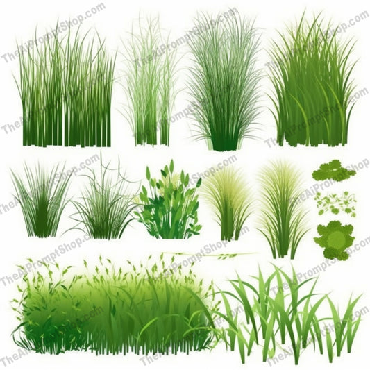 AI Midjourney Prompt for Game Assets - B71s -  Realistic Grass Illustrations