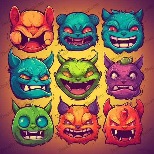 AI Midjourney Prompt for Cartoon Monster Icons