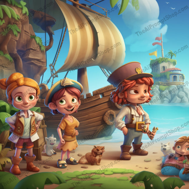 AI Midjourney Prompt for C272 - Storybook Illustrations - Pirate Whimsical Illustrations