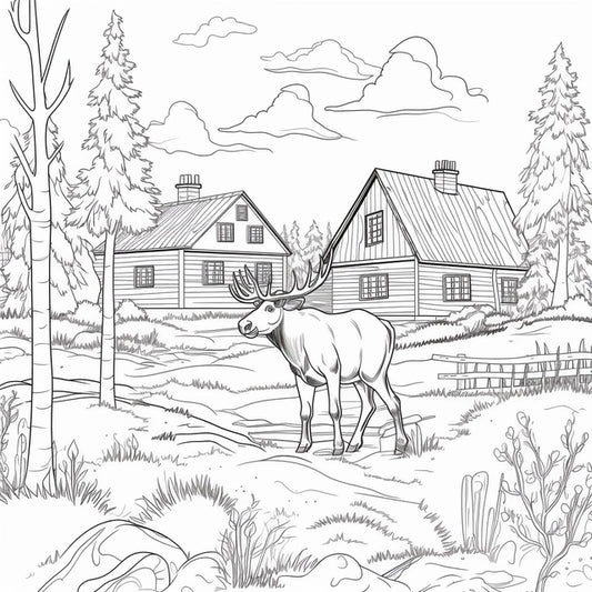 AI Midjourney Prompt for Farm Animal Coloring for Kids