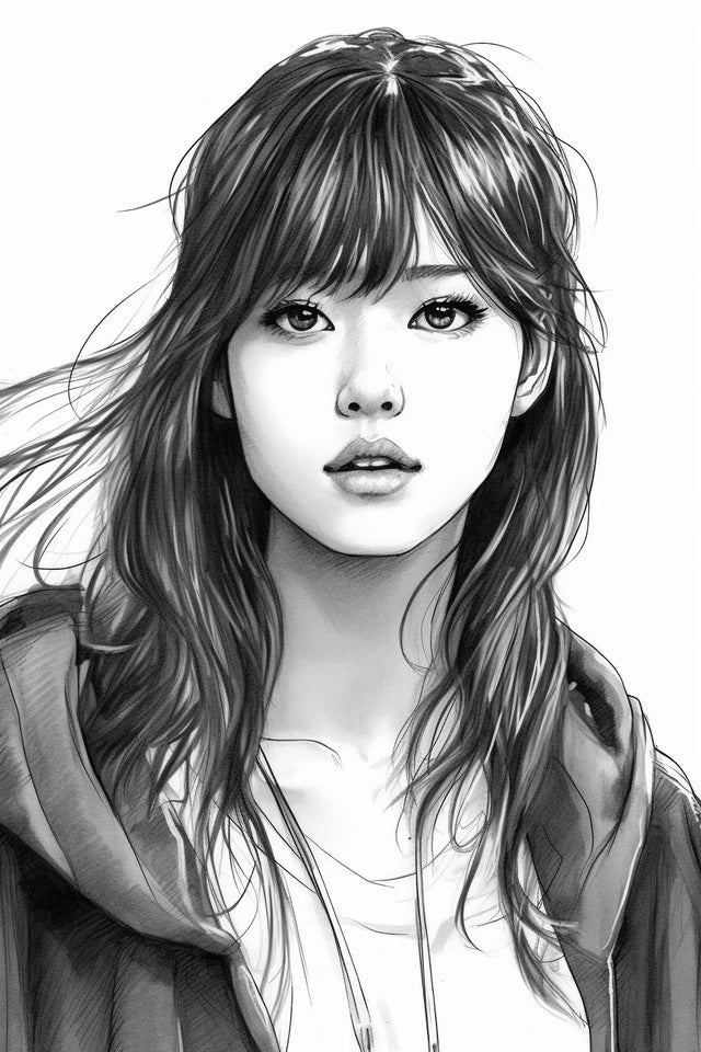 AI Midjourney Prompt for Cute Korean Webtoon Girl