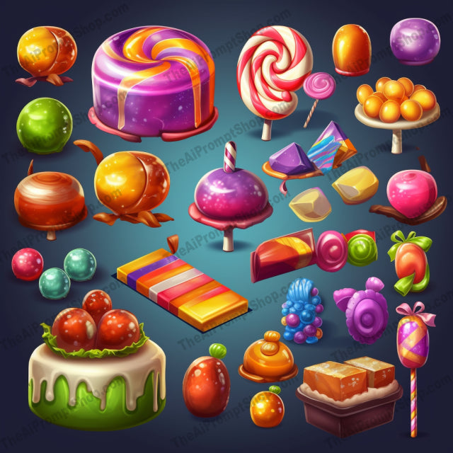 AI Midjourney Prompt for Candy Icons Set