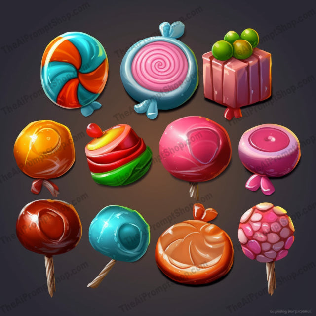 AI Midjourney Prompt for Colorful Candy Icons