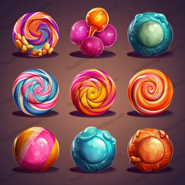 AI Midjourney Prompt for Colorful Candy Icons