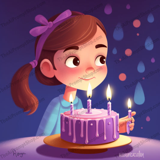 AI Midjourney Prompt for C146 - Storybook Illustrations - Birthday Candle Wishes