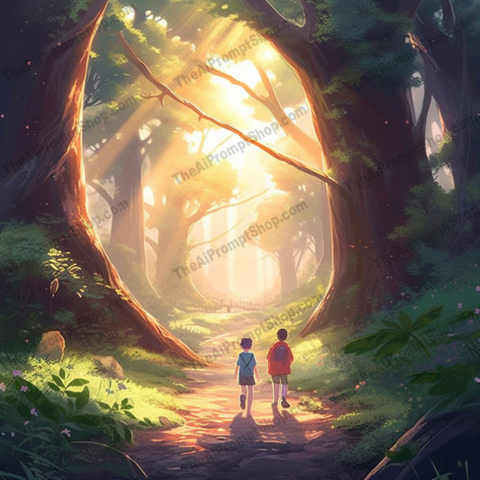 AI Midjourney Prompt for C89 - Storybook Illustrations - Animecore Forest Walk