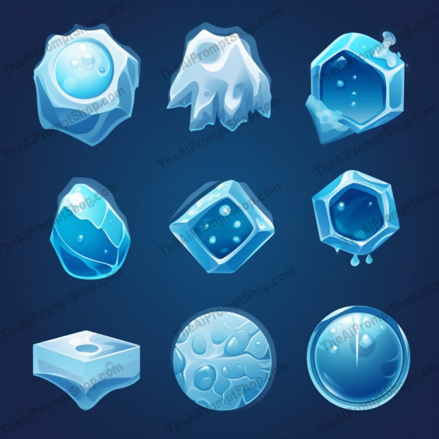 AI Midjourney Prompt for Vector Ice Icons