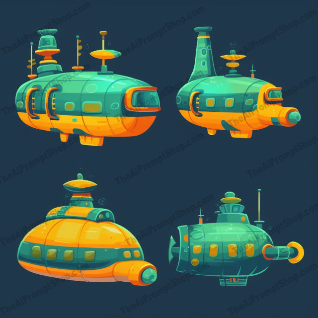 AI Midjourney Prompt for Cartoon Submarine Collection