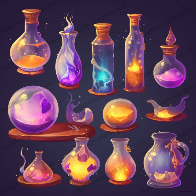 AI Midjourney Prompt for Magic Realism Liquid Vials