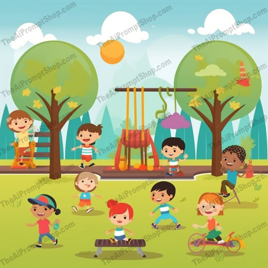 AI Midjourney Prompt for C255 - Storybook Illustrations - Park Playtime