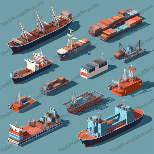 AI Midjourney Prompt for Isometrics - B81s -  Majestic Marine Vessels