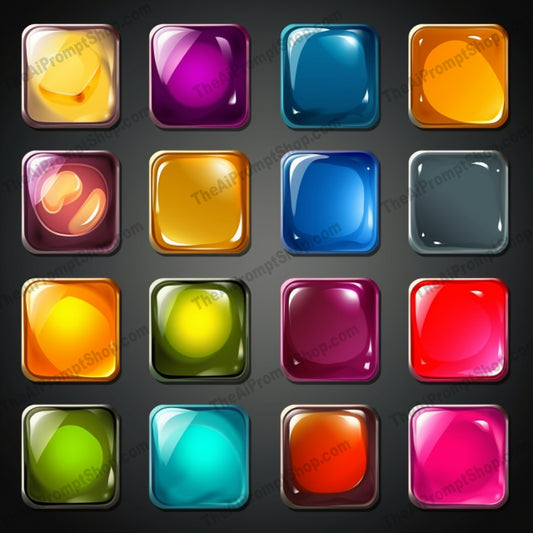 AI Midjourney Prompt for Colorful Glass Button Icons