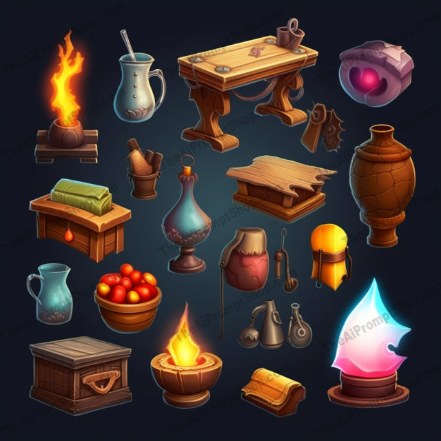 AI Midjourney Prompt for Iconographic Game Objects