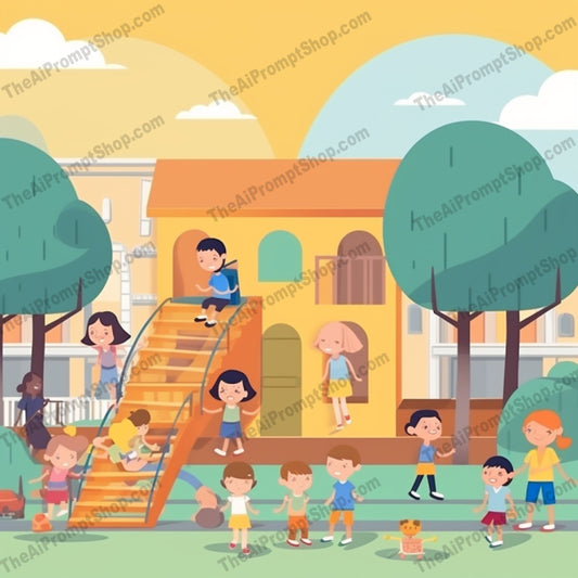 AI Midjourney Prompt for C177 - Storybook Illustrations - Schoolyard Adventures