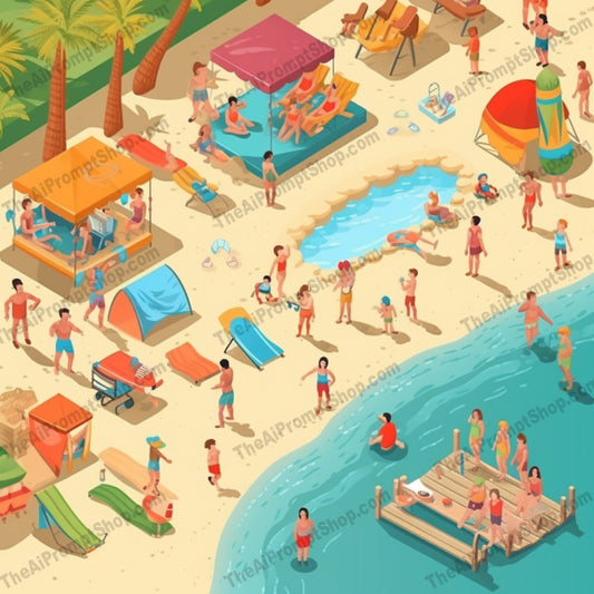 AI Midjourney Prompt for Illustrations - B164s -  Joyful Beach Playtime