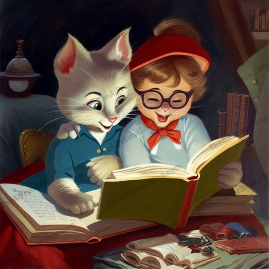 AI Midjourney Prompt for C45 - Storybook Illustrations - Cat and Mouse Tales