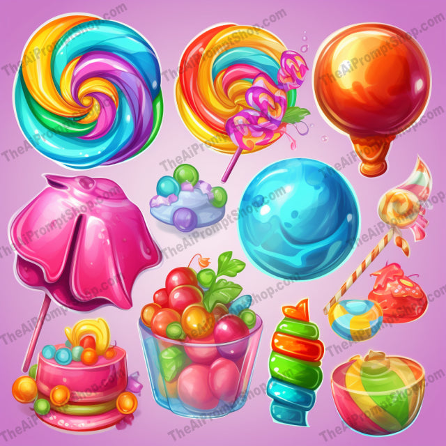 AI Midjourney Prompt for Candy Icons Set