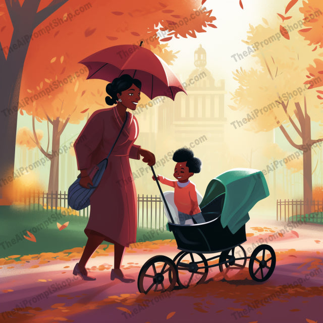 AI Midjourney Prompt for C215 - Storybook Illustrations - Park Stroller Scene