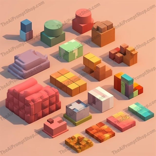 AI Midjourney Prompt for Pixelated Colorful Blocks