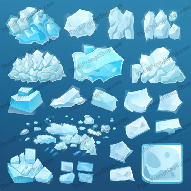 AI Midjourney Prompt for Flat Style Ice Elements