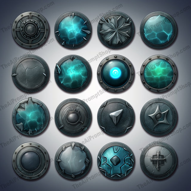 AI Midjourney Prompt for Blue Stone Game Icons