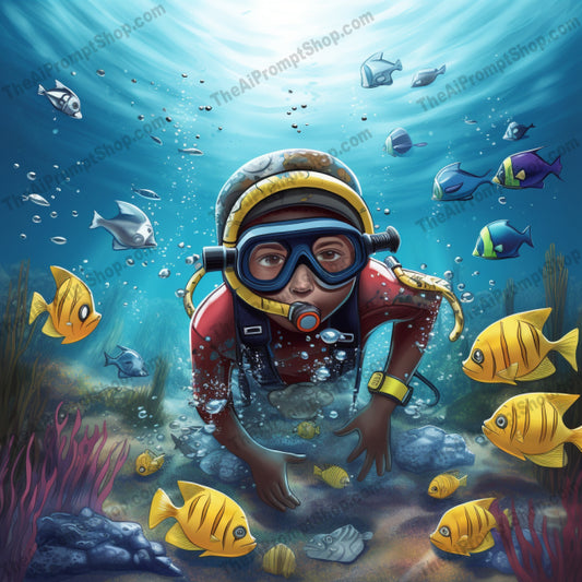 AI Midjourney Prompt for C193 - Storybook Illustrations - Scuba Watercolor Illustration