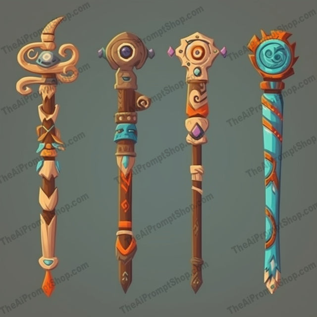 AI Midjourney Prompt for Shaman Wands Set