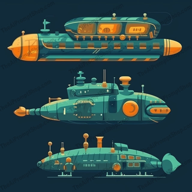 AI Midjourney Prompt for Cartoon Submarine Collection