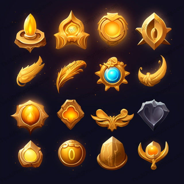 AI Midjourney Prompt for Dreamlike Golden Icons