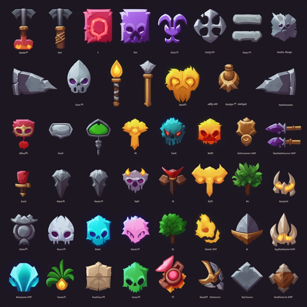 AI Midjourney Prompt for Game Asset - RPG Game Icon Sprite Sheet