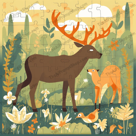 AI Midjourney Prompt for C258 - Storybook Illustrations - Meadow Animals