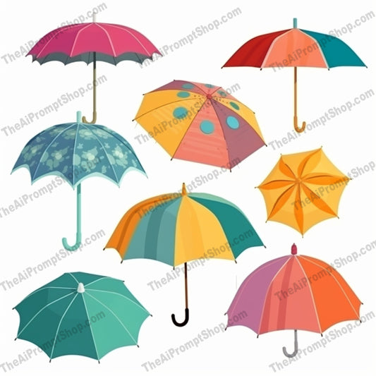 AI Midjourney Prompt for Isometrics - B166s -  Colorful Umbrella Collection