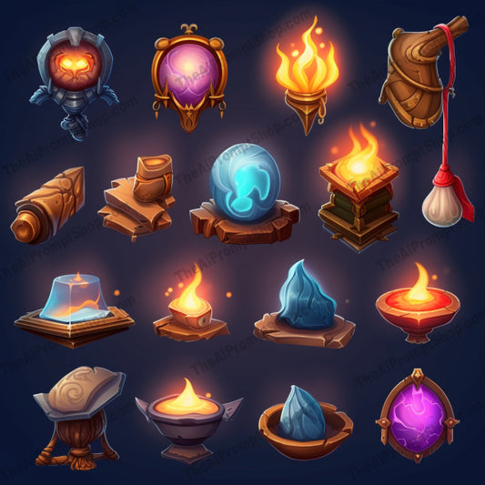 AI Midjourney Prompt for Mystical Terrains Icons