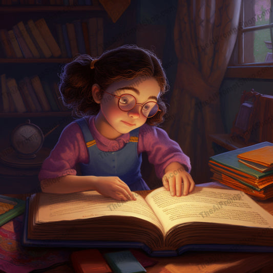 AI Midjourney Prompt for C122 - Storybook Illustrations - Talking Girl with Book