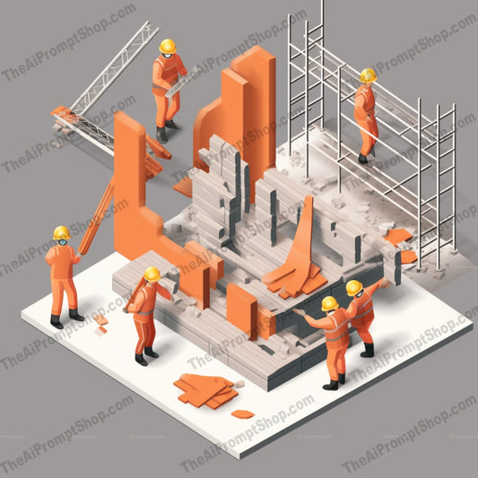 AI Midjourney Prompt for Isometrics - B41s -  Isometric Construction Workers