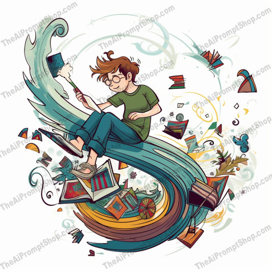 AI Midjourney Prompt for C1  - Storybook Illustrations - Bookish Tornado Toys