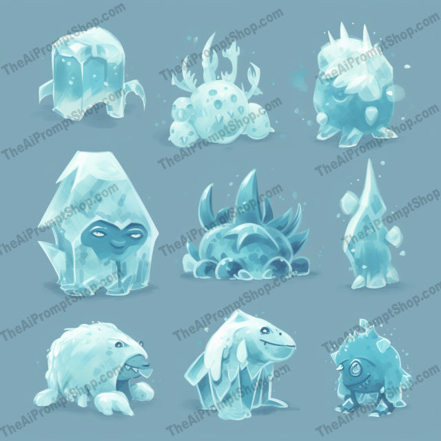 AI Midjourney Prompt for Aquamarine Crystal Monsters