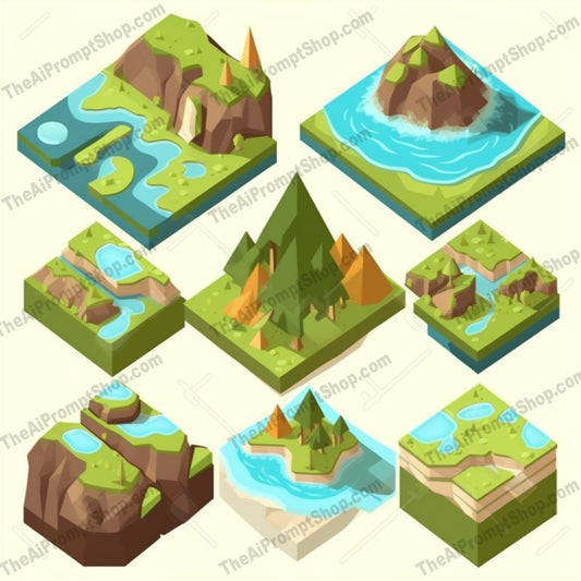 AI Midjourney Prompt for Naturalistic Isometric Terrain