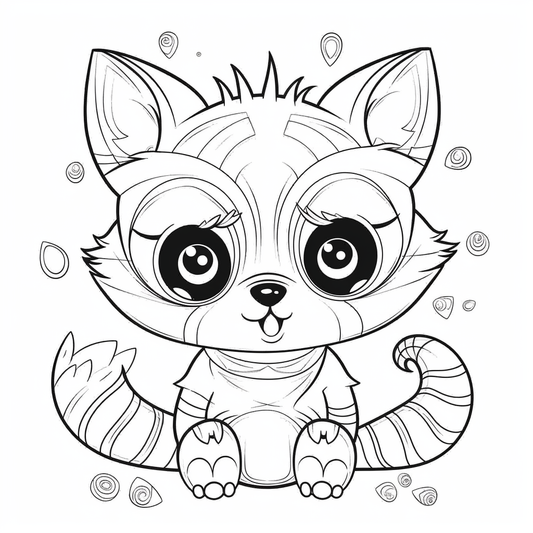 AI Midjourney Prompt for Coloring Page - Pixar Style Happy Animal Coloring Page