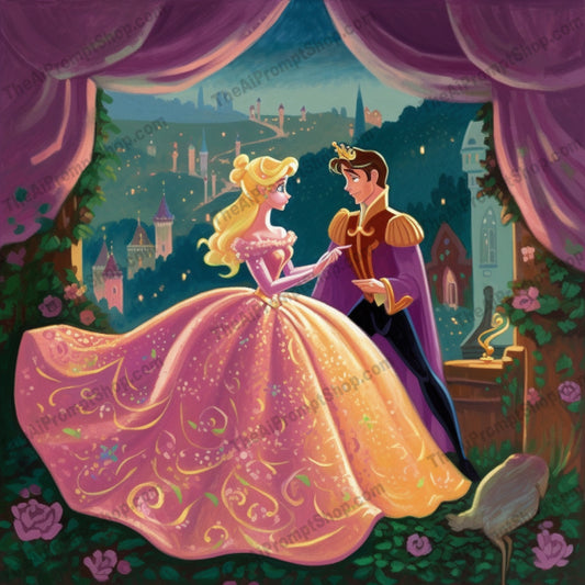 AI Midjourney Prompt for C60 - Storybook Illustrations - Royal Love Story