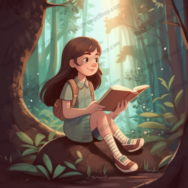 AI Midjourney Prompt for C208 - Storybook Illustrations - Dreamy Forest Reading